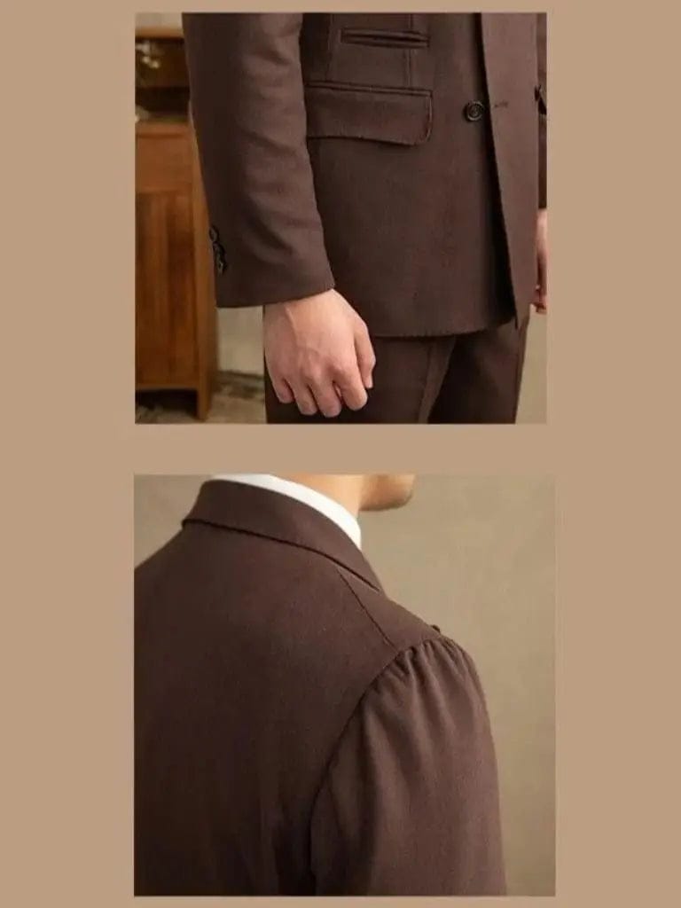 Marts – Pánsky oblek z tmavohnedého gabardénu – foto 5