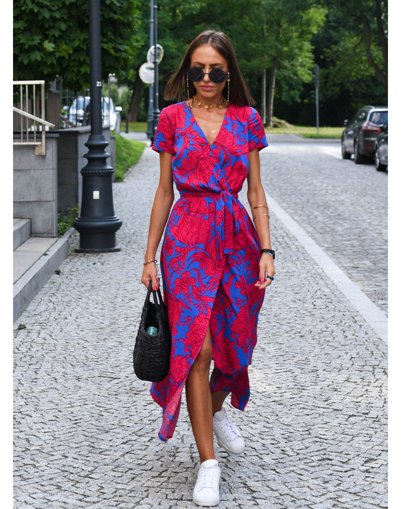 Amelie – Pohodlné kvetované midi šaty s nastaviteľným pásom – foto 5