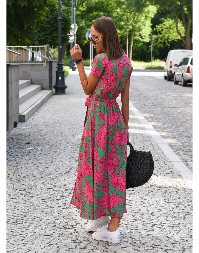 Amelie – Pohodlné kvetované midi šaty s nastaviteľným pásom – foto 4