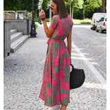 Amelie – Pohodlné kvetované midi šaty s nastaviteľným pásom – foto 4